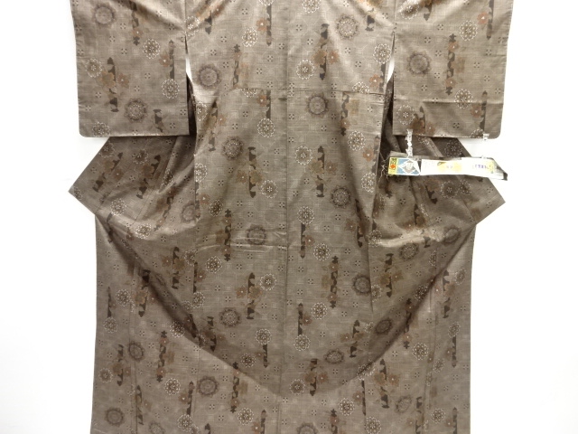 大特価品　未使用品　華紋に抽象模様織り出し本場泥大島紬着物(5マルキ)